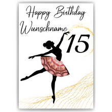 Laden Sie das Bild in den Galerie-Viewer, 15. Geburtstag Geldgeschenk Personalisiert Frauen Freundin Geld Ballerina Geburtstagskarte Ballett