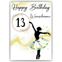 Laden Sie das Bild in den Galerie-Viewer, 13. Geburtstag Geldgeschenk Personalisiert Frauen Freundin Geschenk Ballerina personalisierbar Geburtstagskarte Ballett