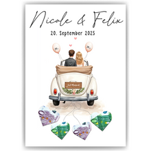 Laden Sie das Bild in den Galerie-Viewer, Hochzeit Personalisiertes Geldgeschenk Hochzeitsauto Hochzeitsgeschenk personalisierbar