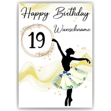 Laden Sie das Bild in den Galerie-Viewer, 19. Geburtstag Geldgeschenk Personalisiert Frauen Freundin Geschenk Ballerina personalisierbar Geburtstagskarte Ballett
