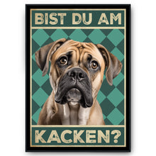 Laden Sie das Bild in den Galerie-Viewer, Bullmastiff - Bist du am Kacken? Hunde Poster Badezimmer Gästebad Wandbild Klo Toilette Dekoration Lustiges Gäste-WC Bild DIN A4
