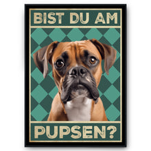 Laden Sie das Bild in den Galerie-Viewer, Boxer - Bist du am Pupsen? Hunde Poster Badezimmer Gästebad Wandbild Klo Toilette Dekoration Lustiges Gäste-WC Bild DIN A4