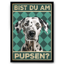 Laden Sie das Bild in den Galerie-Viewer, Dalmatiner - Bist du am Pupsen? Hunde Poster Badezimmer Gästebad Wandbild Klo Toilette Dekoration Lustiges Gäste-WC Bild DIN A4