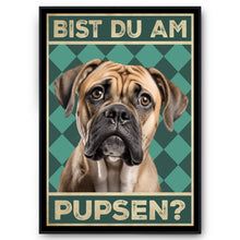 Laden Sie das Bild in den Galerie-Viewer, Bullmastiff - Bist du am Pupsen? Hunde Poster Badezimmer Gästebad Wandbild Klo Toilette Dekoration Lustiges Gäste-WC Bild DIN A4