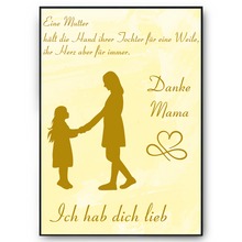 Laden Sie das Bild in den Galerie-Viewer, Mama Tochter Poster Kunstdruck DIN A4 Danksagung Muttertag Geschenk Dankeschön Beste Mutter Wandbild Mama Geburtstag Weihnachten