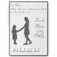 Laden Sie das Bild in den Galerie-Viewer, Mama Tochter Poster Kunstdruck DIN A4 Danksagung Muttertag Geschenk Dankeschön Beste Mutter Wandbild Mama Geburtstag Weihnachten