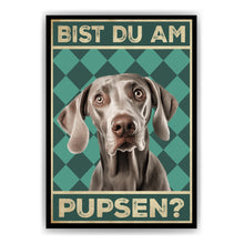 Laden Sie das Bild in den Galerie-Viewer, Weimaraner - Bist du am Pupsen? Hunde Poster Badezimmer Gästebad Wandbild Klo Toilette Dekoration Lustiges Gäste-WC Bild DIN A4