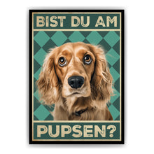 Laden Sie das Bild in den Galerie-Viewer, Cocker Spaniel - Bist du am Pupsen? Hunde Poster Badezimmer Gästebad Wandbild Klo Toilette Dekoration Lustiges Gäste-WC Bild DIN A4