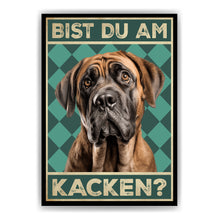 Laden Sie das Bild in den Galerie-Viewer, Mastiff - Bist du am Kacken? Hunde Poster Badezimmer Gästebad Wandbild Klo Toilette Dekoration Lustiges Gäste-WC Bild DIN A4