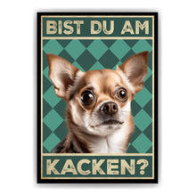 Laden Sie das Bild in den Galerie-Viewer, Chihuahua - Bist du am Kacken? Hunde Poster Badezimmer Gästebad Wandbild Klo Toilette Dekoration Lustiges Gäste-WC Bild DIN A4