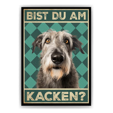 Laden Sie das Bild in den Galerie-Viewer, Irischer Wolfshund - Bist du am Kacken? Hunde Poster Badezimmer Gästebad Wandbild Klo Toilette Dekoration Lustiges Gäste-WC Bild DIN A4