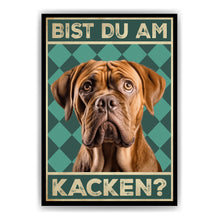Laden Sie das Bild in den Galerie-Viewer, Bordeaux Dogge - Bist du am Kacken? Hunde Poster Badezimmer Gästebad Wandbild Klo Toilette Dekoration Lustiges Gäste-WC Bild DIN A4