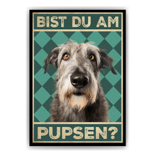 Laden Sie das Bild in den Galerie-Viewer, Irischer Wolfshund - Bist du am Pupsen? Hunde Poster Badezimmer Gästebad Wandbild Klo Toilette Dekoration Lustiges Gäste-WC Bild DIN A4