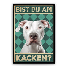 Laden Sie das Bild in den Galerie-Viewer, Dogo Argentino - Bist du am Kacken? Hunde Poster Badezimmer Gästebad Wandbild Klo Toilette Dekoration Lustiges Gäste-WC Bild DIN A4