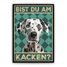 Laden Sie das Bild in den Galerie-Viewer, Dalmatiner - Bist du am Kacken? Hunde Poster Badezimmer Gästebad Wandbild Klo Toilette Dekoration Lustiges Gäste-WC Bild DIN A4
