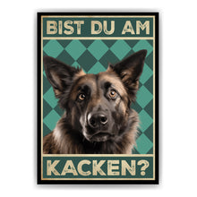 Laden Sie das Bild in den Galerie-Viewer, Belgischer Schäferhund - Bist du am Kacken? Hunde Poster Badezimmer Gästebad Wandbild Klo Toilette Dekoration Lustiges Gäste-WC Bild DIN A4