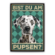 Laden Sie das Bild in den Galerie-Viewer, Dalmatiner - Bist du am Pupsen? Hunde Poster Badezimmer Gästebad Wandbild Klo Toilette Dekoration Lustiges Gäste-WC Bild DIN A4