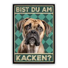 Laden Sie das Bild in den Galerie-Viewer, Bullmastiff - Bist du am Kacken? Hunde Poster Badezimmer Gästebad Wandbild Klo Toilette Dekoration Lustiges Gäste-WC Bild DIN A4