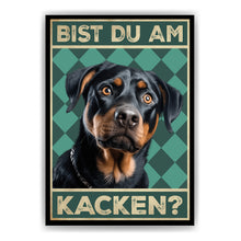 Laden Sie das Bild in den Galerie-Viewer, Rottweiler - Bist du am Kacken? Hunde Poster Badezimmer Gästebad Wandbild Klo Toilette Dekoration Lustiges Gäste-WC Bild DIN A4