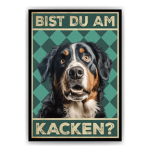 Laden Sie das Bild in den Galerie-Viewer, Berner Sennenhund - Bist du am Kacken? Hunde Poster Badezimmer Gästebad Wandbild Klo Toilette Dekoration Lustiges Gäste-WC Bild DIN A4