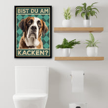 Laden Sie das Bild in den Galerie-Viewer, Bernhardiner - Bist du am Kacken? Hunde Poster Badezimmer Gästebad Wandbild Klo Toilette Dekoration Lustiges Gäste-WC Bild DIN A4