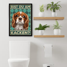 Laden Sie das Bild in den Galerie-Viewer, Cavalier King Charles Spaniel - Bist du am Kacken? Hunde Poster Badezimmer Gästebad Wandbild Klo Toilette Dekoration Lustiges Gäste-WC Bild DIN A4