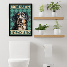 Laden Sie das Bild in den Galerie-Viewer, Berner Sennenhund - Bist du am Kacken? Hunde Poster Badezimmer Gästebad Wandbild Klo Toilette Dekoration Lustiges Gäste-WC Bild DIN A4