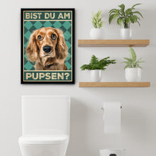 Laden Sie das Bild in den Galerie-Viewer, Cocker Spaniel - Bist du am Pupsen? Hunde Poster Badezimmer Gästebad Wandbild Klo Toilette Dekoration Lustiges Gäste-WC Bild DIN A4