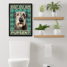 Laden Sie das Bild in den Galerie-Viewer, Irischer Wolfshund - Bist du am Pupsen? Hunde Poster Badezimmer Gästebad Wandbild Klo Toilette Dekoration Lustiges Gäste-WC Bild DIN A4