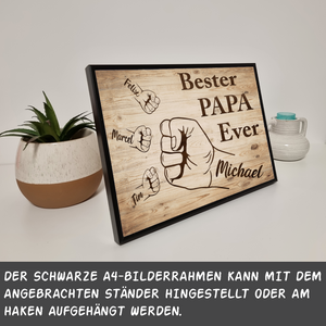 Bester Papa Geschenk personalisiert | Vater Geburtstag Papa Familienbild | Vatertag personalisiertes Geschenk Papa Kinder