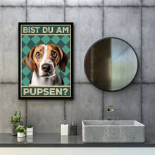 Laden Sie das Bild in den Galerie-Viewer, Beagle - Bist du am Pupsen? Hunde Poster Badezimmer Gästebad Wandbild Klo Toilette Dekoration Lustiges Gäste-WC Bild DIN A4