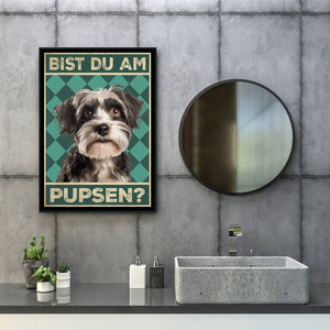 Havaneser - Bist du am Pupsen? Hunde Poster Badezimmer Gästebad Wandbild Klo Toilette Dekoration Lustiges Gäste-WC Bild DIN A4