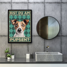Laden Sie das Bild in den Galerie-Viewer, Jack Russel Terrier - Bist du am Pupsen? Hunde Poster Badezimmer Gästebad Wandbild Klo Toilette Dekoration Lustiges Gäste-WC Bild DIN A4