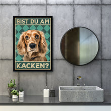 Laden Sie das Bild in den Galerie-Viewer, Cocker Spaniel - Bist du am Kacken? Hunde Poster Badezimmer Gästebad Wandbild Klo Toilette Dekoration Lustiges Gäste-WC Bild DIN A4