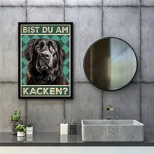 Laden Sie das Bild in den Galerie-Viewer, Neufundländer - Bist du am Kacken? Hunde Poster Badezimmer Gästebad Wandbild Klo Toilette Dekoration Lustiges Gäste-WC Bild DIN A4