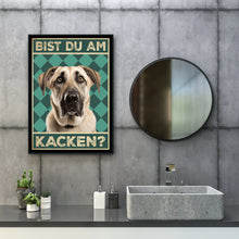 Laden Sie das Bild in den Galerie-Viewer, Kangal - Bist du am Kacken? Hunde Poster Badezimmer Gästebad Wandbild Klo Toilette Dekoration Lustiges Gäste-WC Bild DIN A4