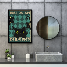 Laden Sie das Bild in den Galerie-Viewer, Bist du am Pupsen? Katzen Poster Badezimmer Gästebad Wandbild Klo Toilette Dekoration Lustiges Gäste-WC Bild DIN A4 - Katzen 04