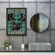 Laden Sie das Bild in den Galerie-Viewer, Bist du am Kacken? Katzen Poster Badezimmer Gästebad Wandbild Klo Toilette Dekoration Lustiges Gäste-WC Bild DIN A4 - Katzen 03
