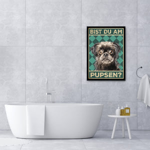Bolonka Zwetna - Bist du am Pupsen? Hunde Poster Badezimmer Gästebad Wandbild Klo Toilette Dekoration Lustiges Gäste-WC Bild DIN A4