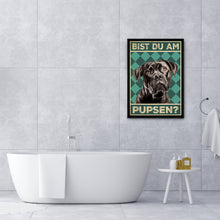 Laden Sie das Bild in den Galerie-Viewer, Cane Corso - Bist du am Pupsen? Hunde Poster Badezimmer Gästebad Wandbild Klo Toilette Dekoration Lustiges Gäste-WC Bild DIN A4
