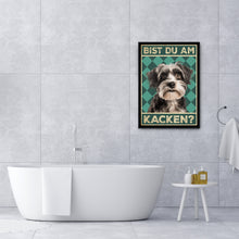 Laden Sie das Bild in den Galerie-Viewer, Havaneser - Bist du am Kacken? Hunde Poster Badezimmer Gästebad Wandbild Klo Toilette Dekoration Lustiges Gäste-WC Bild DIN A4
