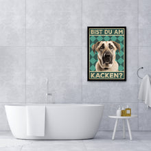 Laden Sie das Bild in den Galerie-Viewer, Kangal - Bist du am Kacken? Hunde Poster Badezimmer Gästebad Wandbild Klo Toilette Dekoration Lustiges Gäste-WC Bild DIN A4
