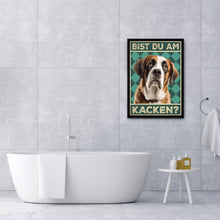 Laden Sie das Bild in den Galerie-Viewer, Bernhardiner - Bist du am Kacken? Hunde Poster Badezimmer Gästebad Wandbild Klo Toilette Dekoration Lustiges Gäste-WC Bild DIN A4