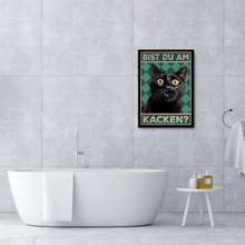 Laden Sie das Bild in den Galerie-Viewer, Bist du am Kacken? Katzen Poster Badezimmer Gästebad Wandbild Klo Toilette Dekoration Lustiges Gäste-WC Bild DIN A4 - Katze 02