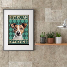 Laden Sie das Bild in den Galerie-Viewer, Jack Russel Terrier - Bist du am Kacken? Hunde Poster Badezimmer Gästebad Wandbild Klo Toilette Dekoration Lustiges Gäste-WC Bild DIN A4