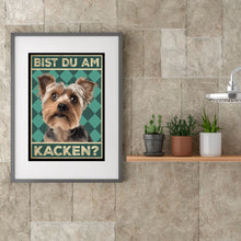 Laden Sie das Bild in den Galerie-Viewer, Yorkshire Terrier - Bist du am Kacken? Hunde Poster Badezimmer Gästebad Wandbild Klo Toilette Dekoration Lustiges Gäste-WC Bild DIN A4