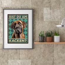 Laden Sie das Bild in den Galerie-Viewer, Mastiff - Bist du am Kacken? Hunde Poster Badezimmer Gästebad Wandbild Klo Toilette Dekoration Lustiges Gäste-WC Bild DIN A4