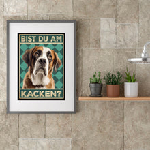 Laden Sie das Bild in den Galerie-Viewer, Bernhardiner - Bist du am Kacken? Hunde Poster Badezimmer Gästebad Wandbild Klo Toilette Dekoration Lustiges Gäste-WC Bild DIN A4