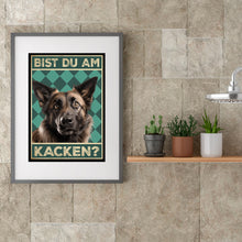 Laden Sie das Bild in den Galerie-Viewer, Belgischer Schäferhund - Bist du am Kacken? Hunde Poster Badezimmer Gästebad Wandbild Klo Toilette Dekoration Lustiges Gäste-WC Bild DIN A4