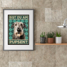Laden Sie das Bild in den Galerie-Viewer, Irischer Wolfshund - Bist du am Pupsen? Hunde Poster Badezimmer Gästebad Wandbild Klo Toilette Dekoration Lustiges Gäste-WC Bild DIN A4